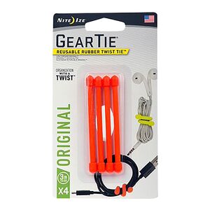 Nite Ize 4-Piece Reusable Rubber Twist Gear Tie Red 3inch Nite Ize 4-Piece Reusable Rubber Twist Gear Tie Red 3inch